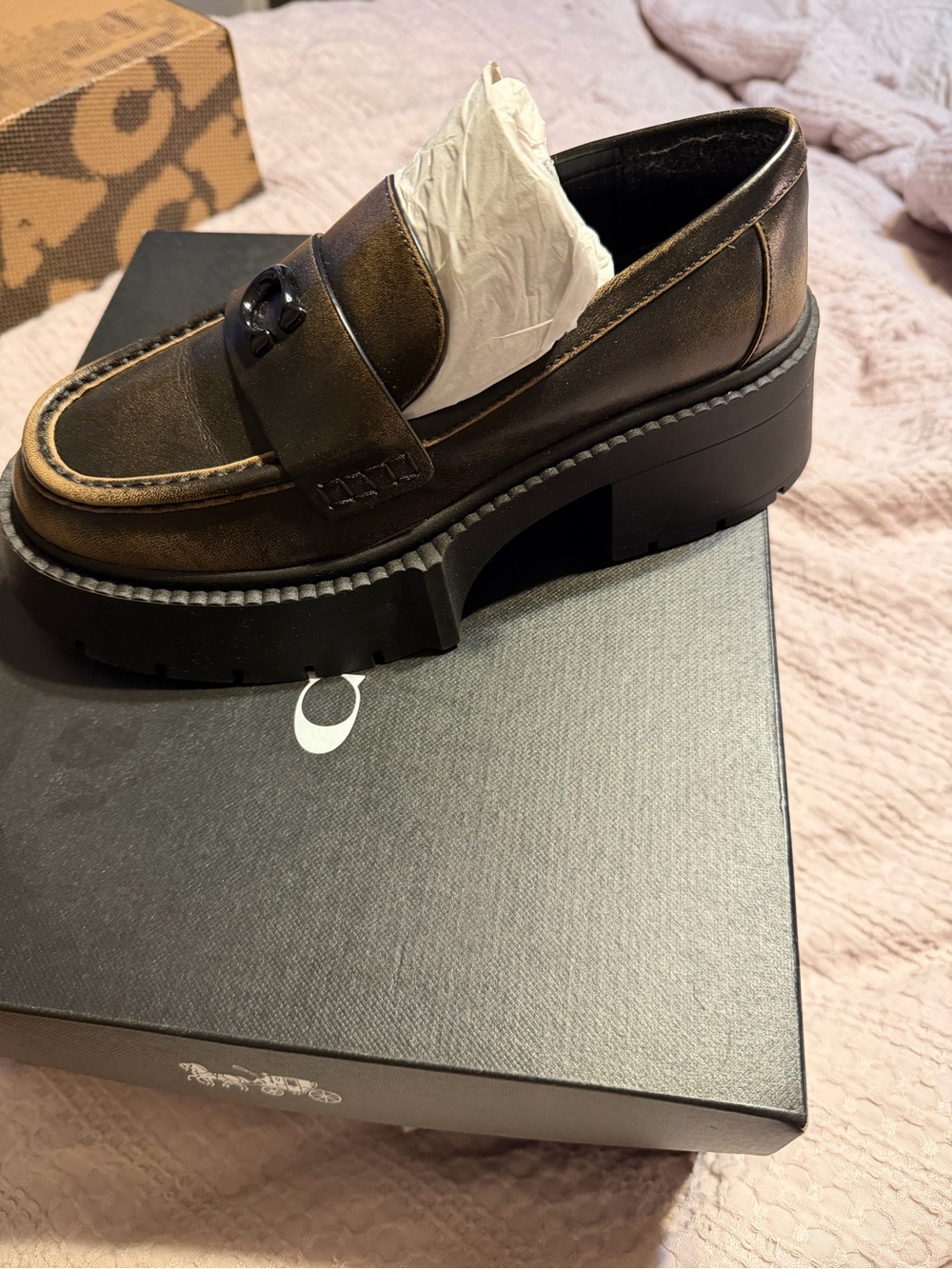 Coach woman’s loved leather platform loafer